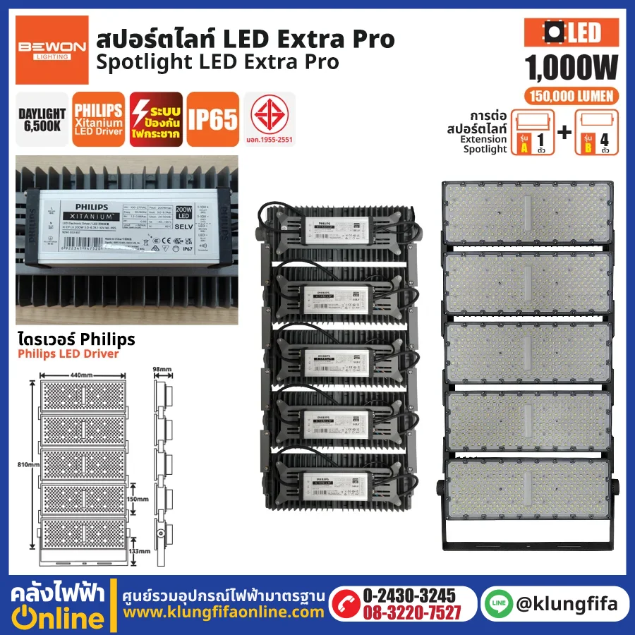 BEWON : สปอร์ตไลท์ EXTRA PRO รุ่น A+4B (1,000 วัตต์)