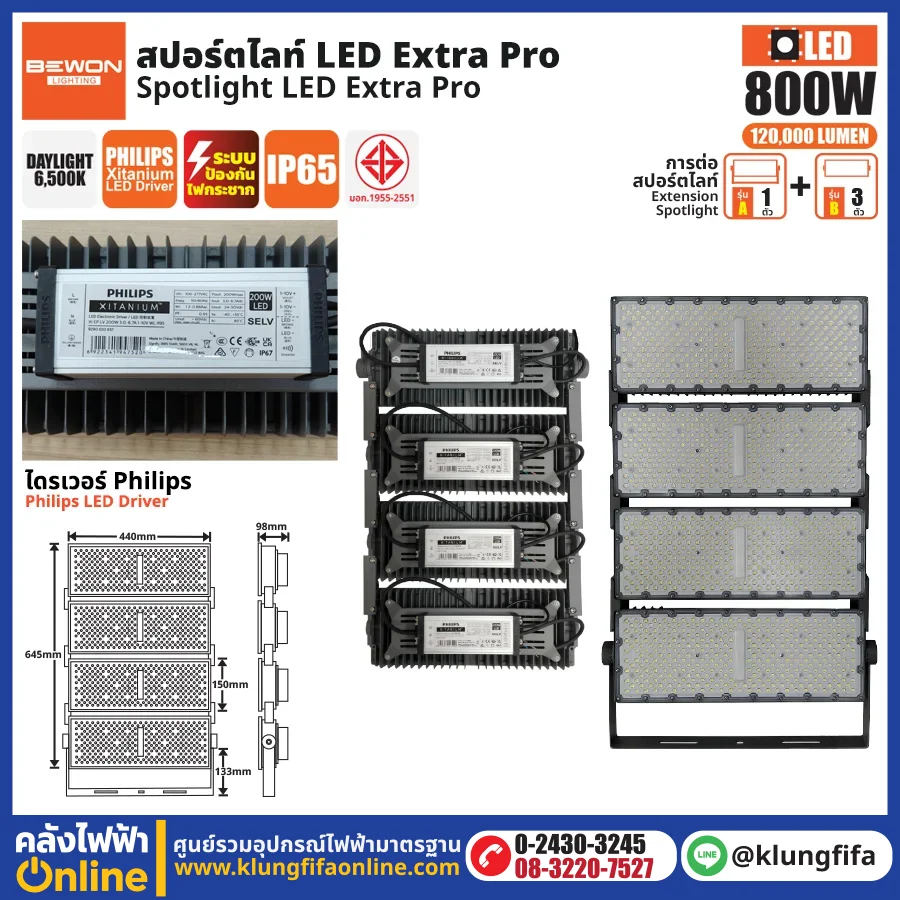 BEWON : สปอร์ตไลท์ EXTRA PRO รุ่น A+3B (800 วัตต์)