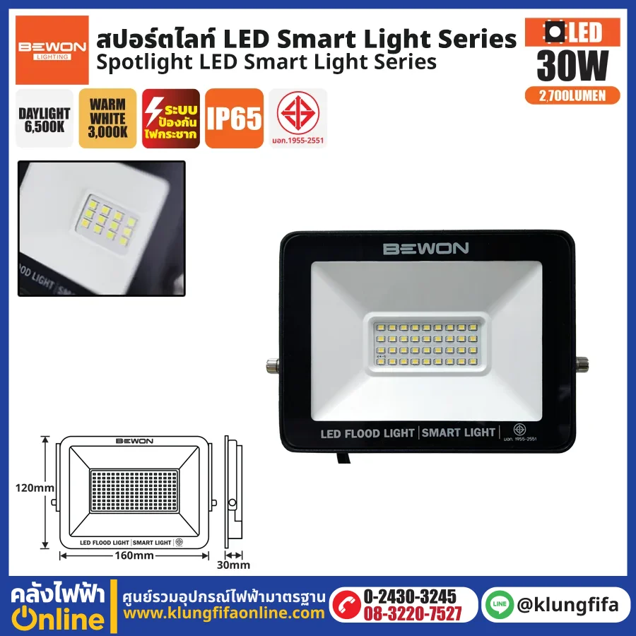 BEWON : สปอร์ตไลท์ รุ่น SMART LIGHT 30 วัตต์